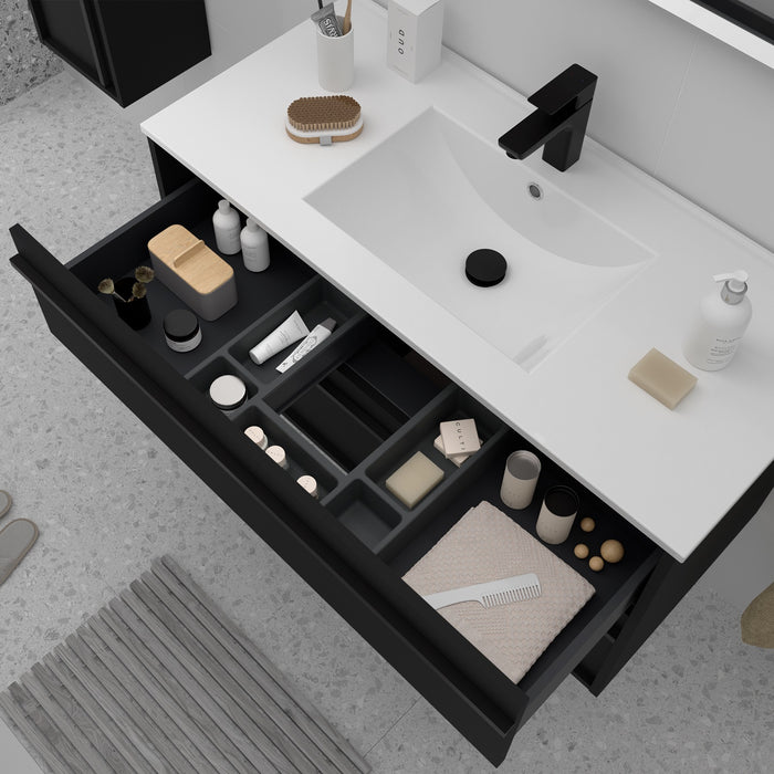 SALGAR ATTILA Conjunto Mueble de Baño Completo Negro Mate