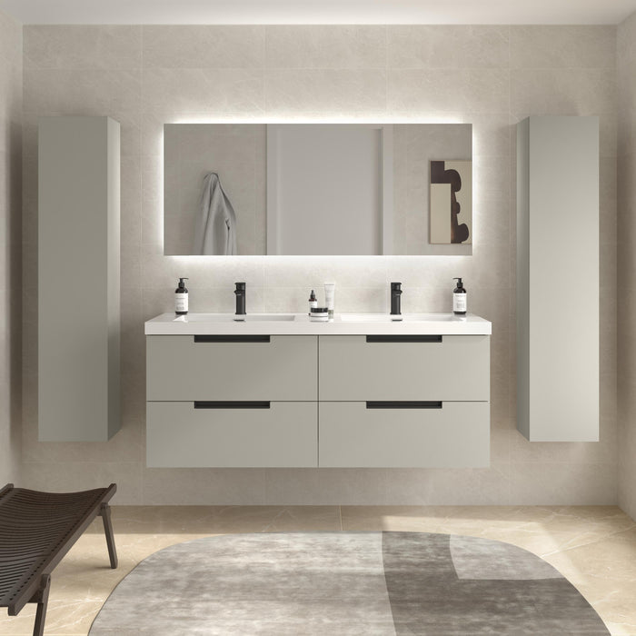SALGAR 121985 LENI Mueble de Baño 2 pozas Carga Mineral 140cm Gris mate