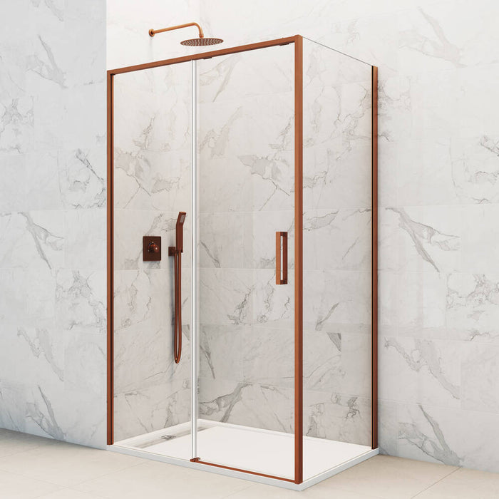 GME TWENTY Mampara Lateral Fijo Ducha 2F+1C Cobre Transparente