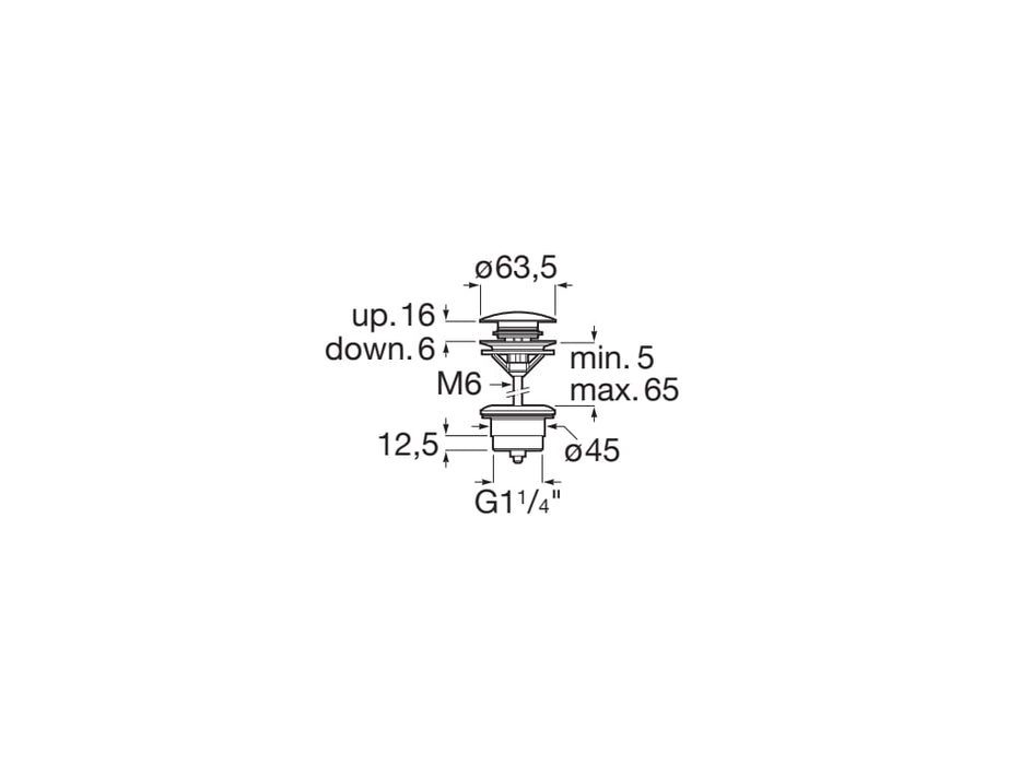 ROCA A505401000 AQUA Click-Clack Universal Drain Chrome Plug 65 Ø Chrome
