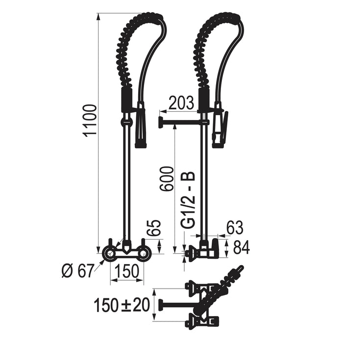 PRESTO 70814 Columna industrial mezcladora bimando Cromo