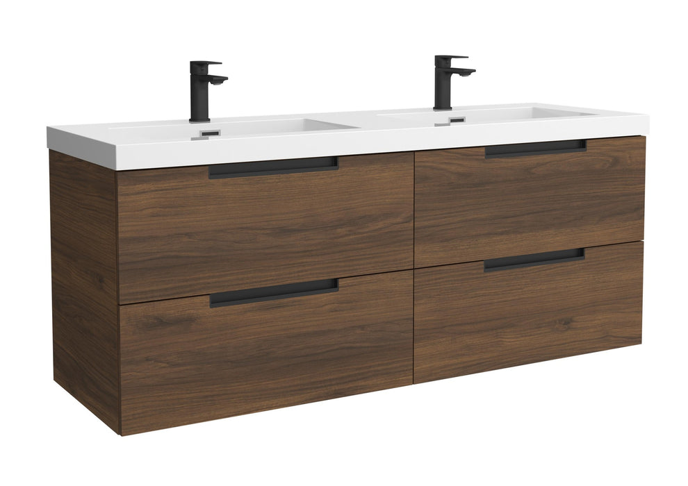SALGAR 121987 LENI Mueble de Baño 2 pozas Carga Mineral 140cm Nogal