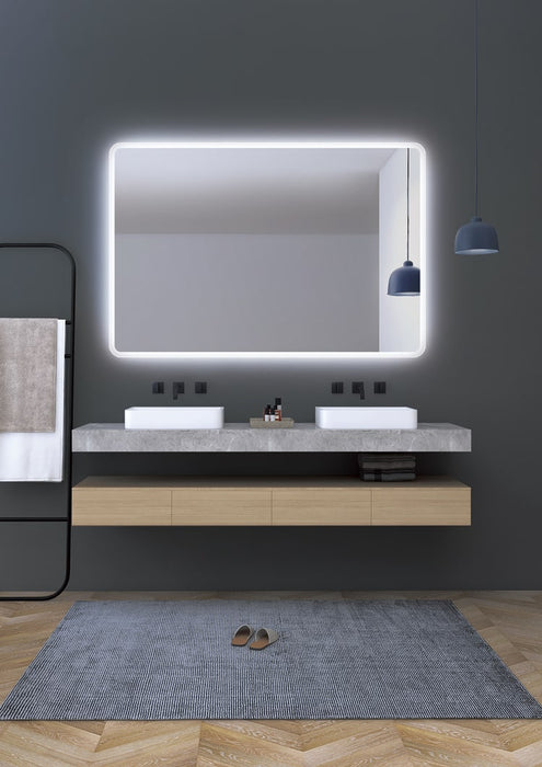 LEDIMEX PRAG014/60 PRAGA LED Square Mirror Rounded Edge Sanded Chrome Outline 60x80 cm