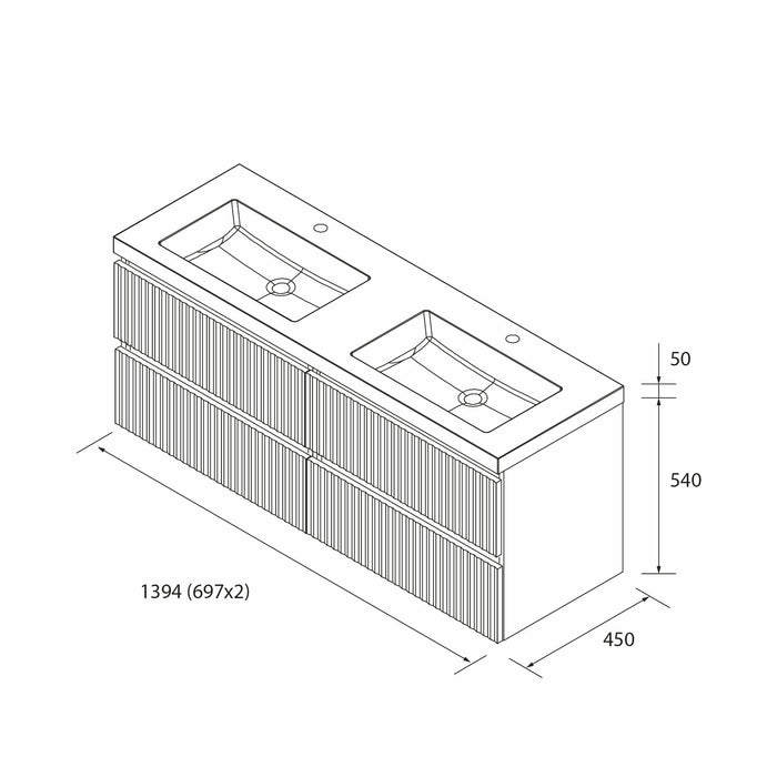 SALGAR 121751 KIRA Mueble+Lavabo TOSCANA 140cm Nogal