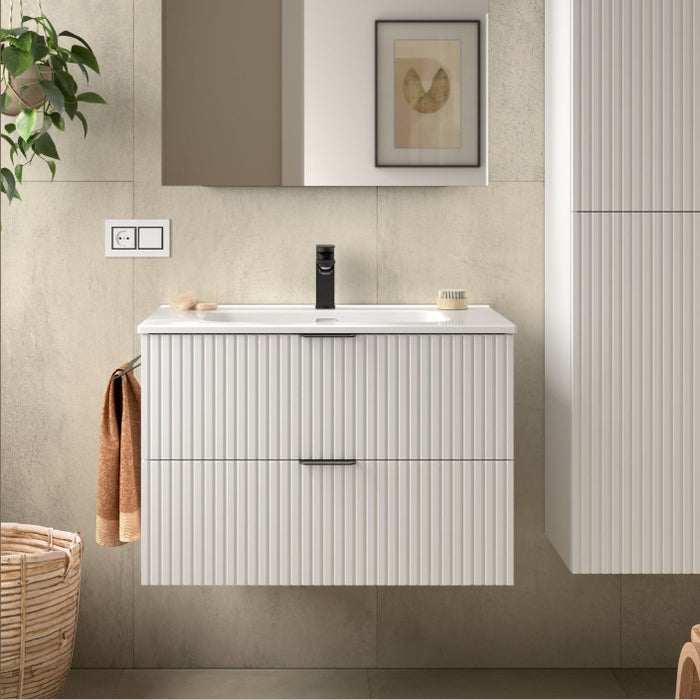 SALGAR BIBA Mueble+Lavabo 2 Cajones Contenedor Color Blanco Cotton