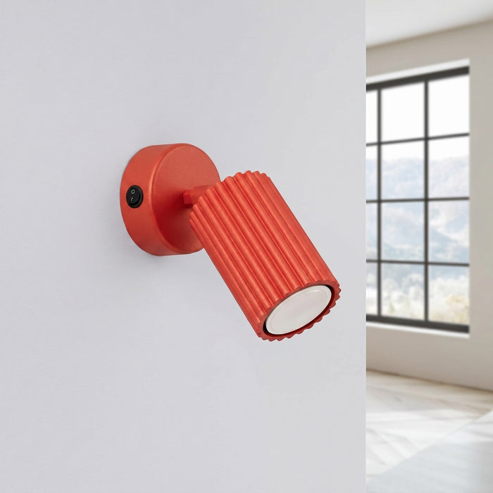 SOLLUX SL.2363 Aplique de pared KARBON rojo con interruptor