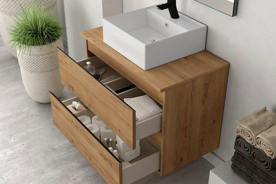 BATHME MADISON SQUARE Complete Set Bathroom Furniture Oak Ostippo Countertop