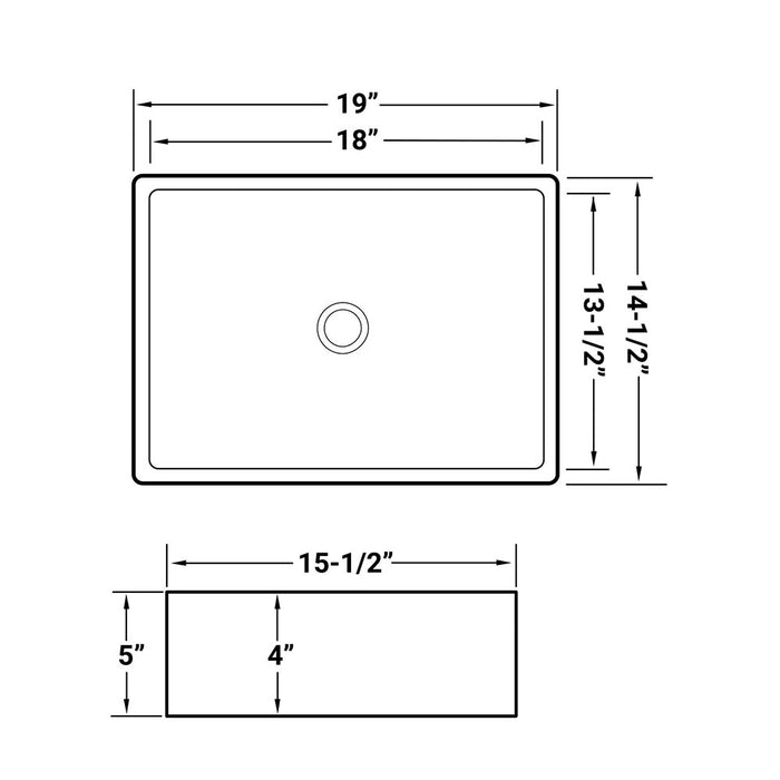 LLAVISAN 509074 Sink Overcounter Rectangular 48X37X13 White