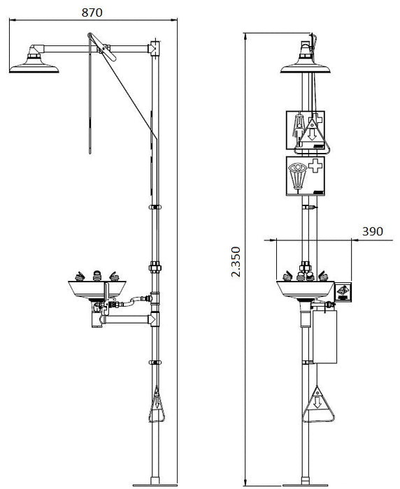 MEDICLINICS KN1902P Emergency Shower and Eyewash Krusman