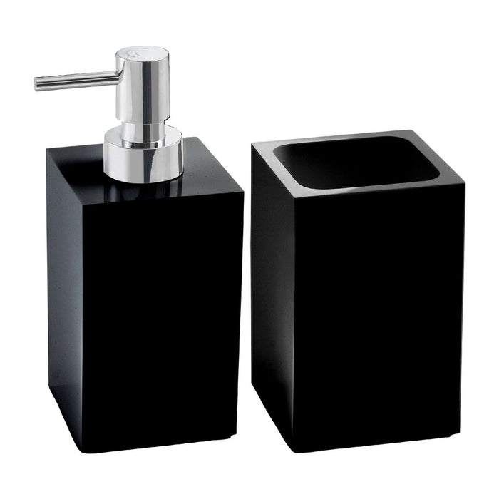 GEDY SF991400300 Set 2 Piezas (Dosificador, Portacepillos) Negro Mate