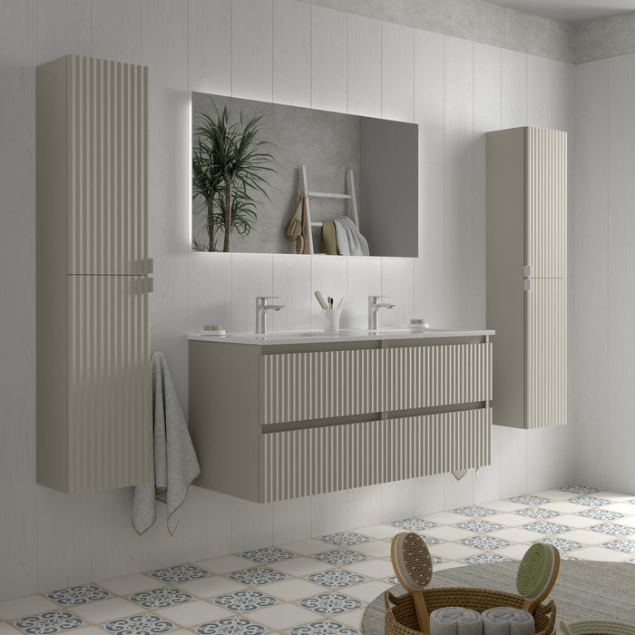 SALGAR 121745 KIRA Mueble de Baño 2 pozas Porcelana 120cm Gris mate