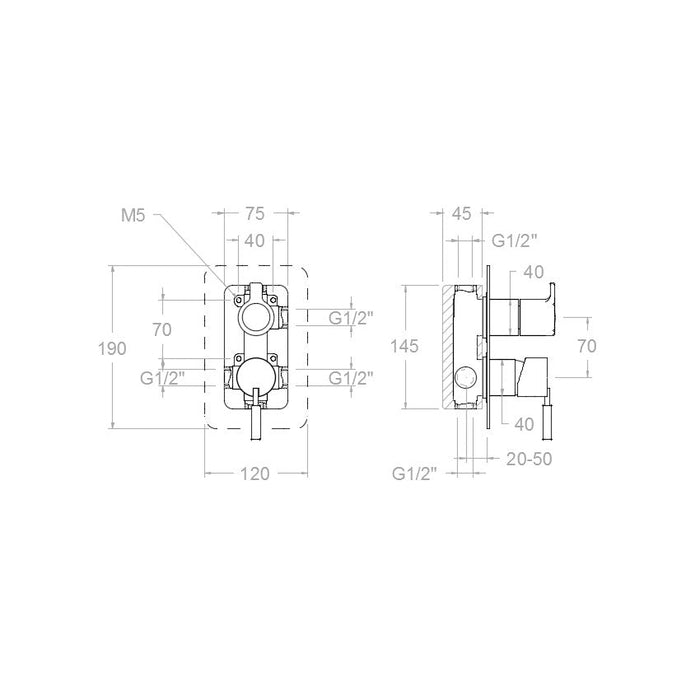 RAMONSOLER 751503S ATICA Monomando Empotrado Para Ducha 3 Vias
