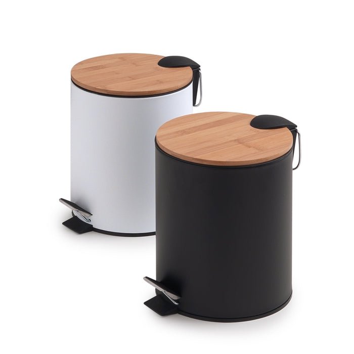 GEDY 14094000000 KENTA Papelera Caída Amortiguada 5 Litros Natural-Blanco Mate