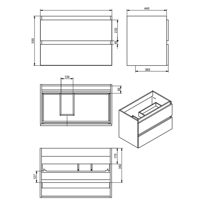 VISOBATH BOX Conjunto Mueble de Baño Izquierda 2C+1P Suspendido Abedul