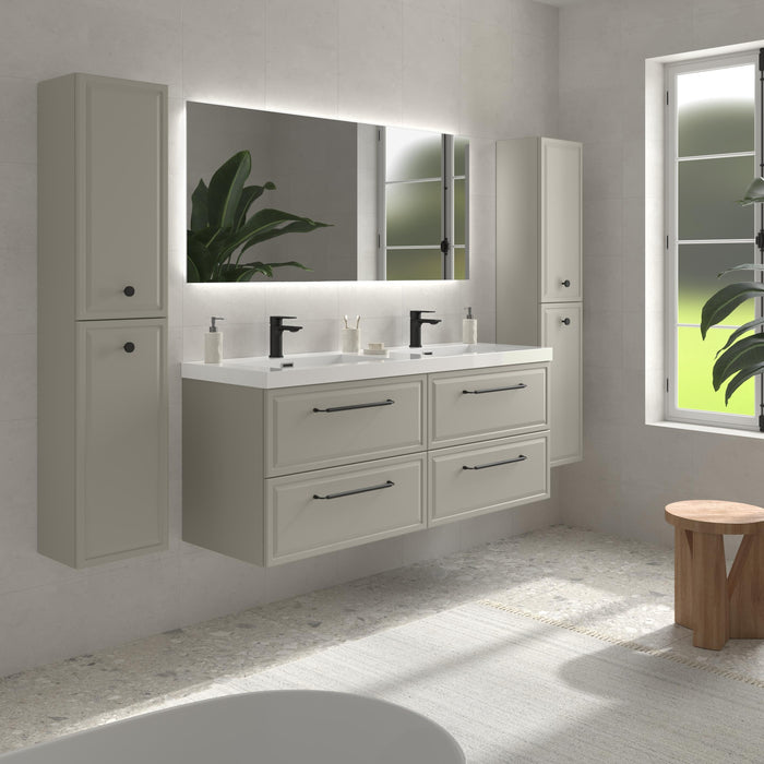 SALGAR 121802 RUNA Mueble de Baño 2 pozas Carga Mineral 140cm Gris mate