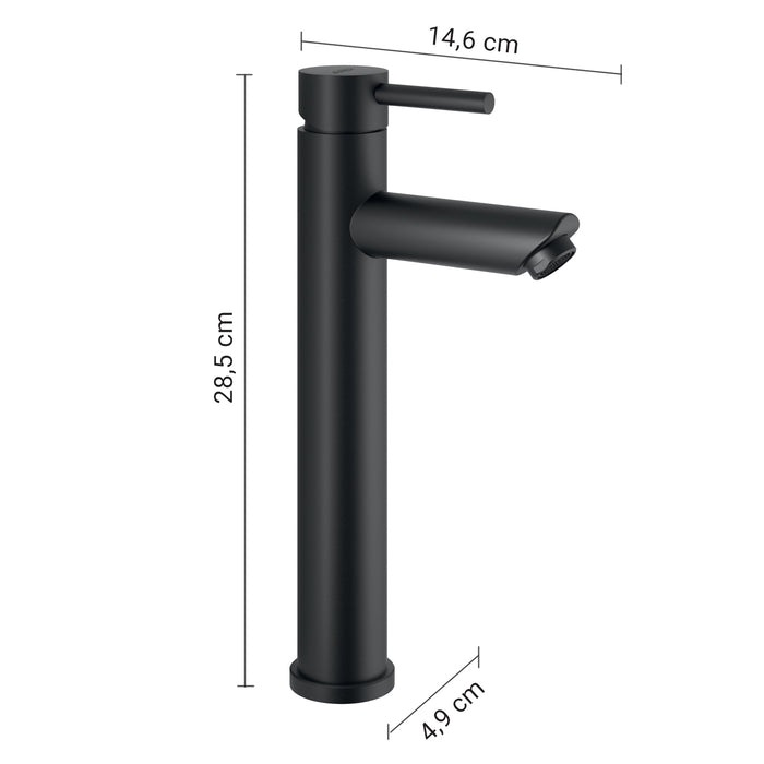 GEDY MXGA0214000 GARDA Grifo alto de lavabo negro mate