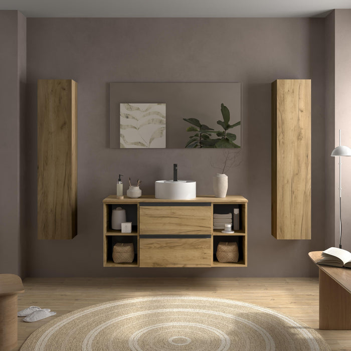 SALGAR 116060 BEQUIA PLUS METAL Mueble de Baño 1 poza Porcelana 120cm Roble