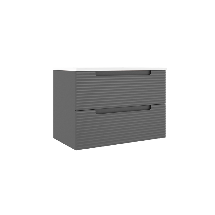 VISOBATH KYOTO Mueble de Baño con Lavabo 2 Cajones Suspendido Color Gris Ceniza