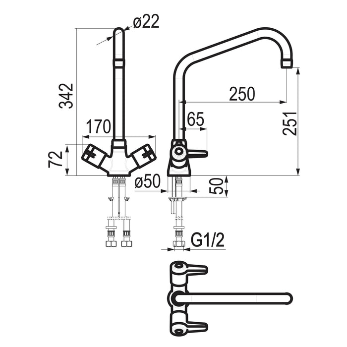 PRESTO 70802 Grifo fregadero industrial Cromo