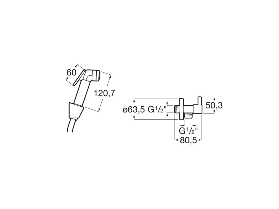 ROCA A5B9M30C00 BE FRESH Kit de Ducha Bidé (1 Salida) con Equipo de Ducha Cromo
