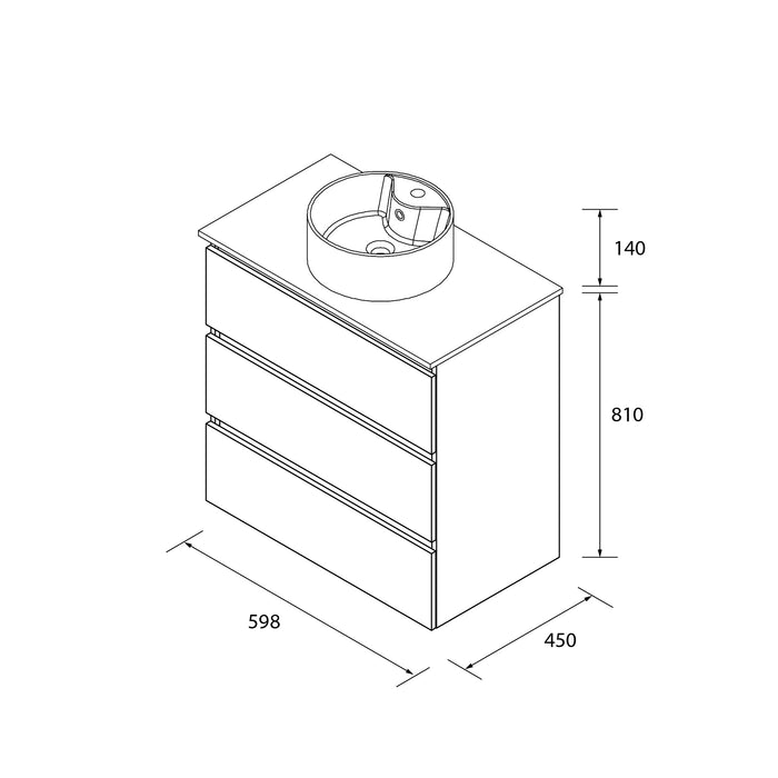 SALGAR BEQUIA Mueble 3C Lavabo sobre encimera Natural