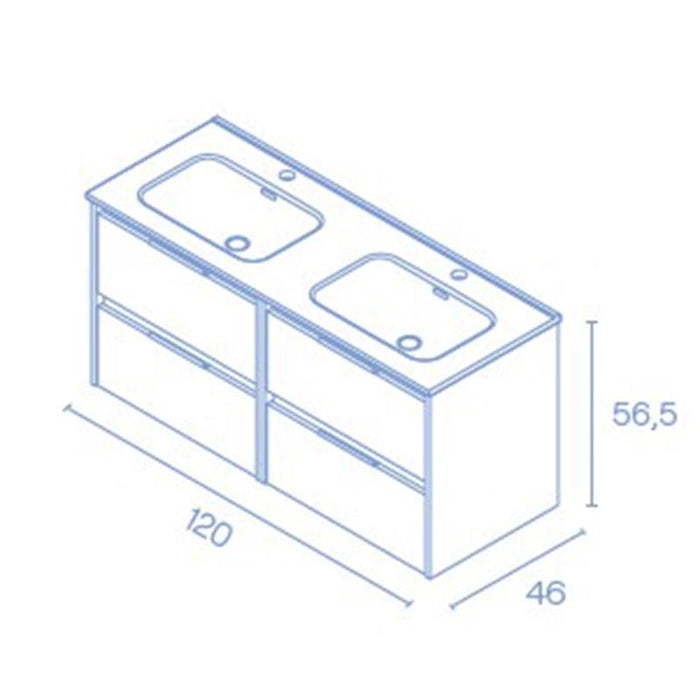 AMIZUVA C0073818 SUKI Bathroom Furniture with Sink 4 Drawers 120 cm White Gloss