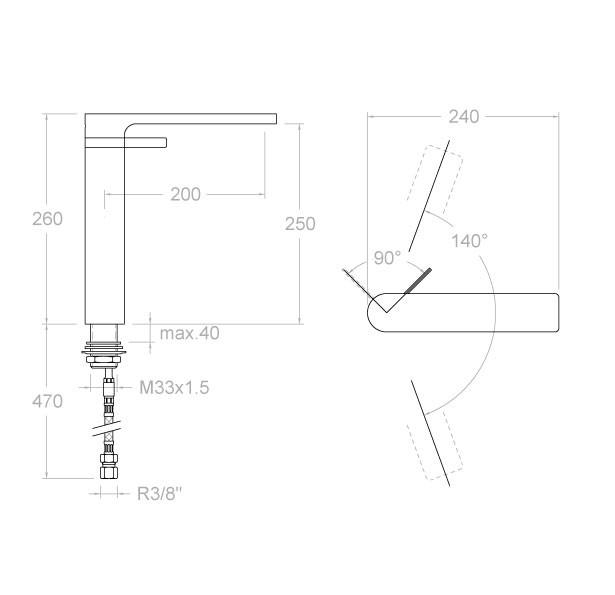 RAMONSOLER 2610 AROLA Grifo Lavabo Alto