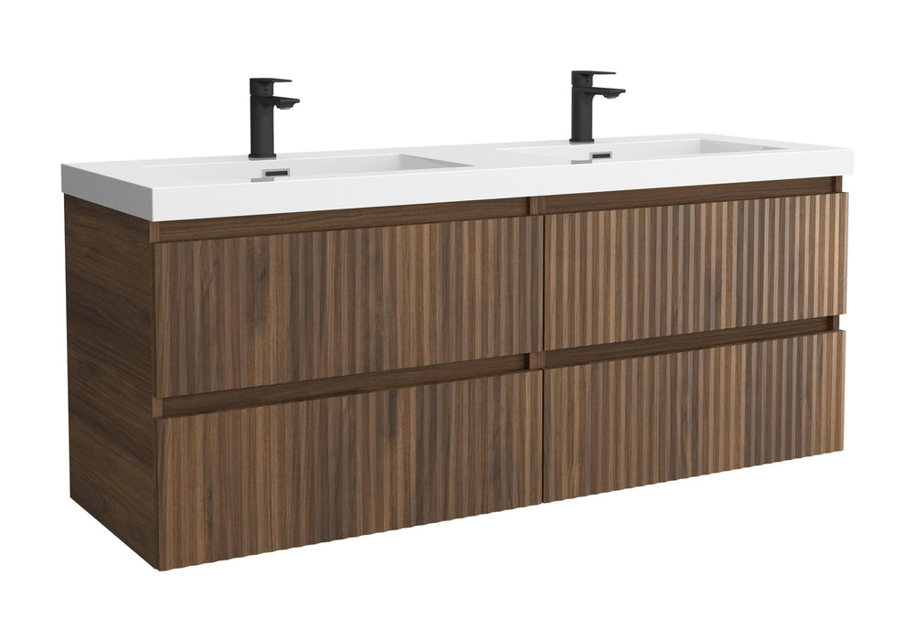 SALGAR 121751 KIRA Mueble de Baño 2 pozas Carga Mineral 140cm Nogal