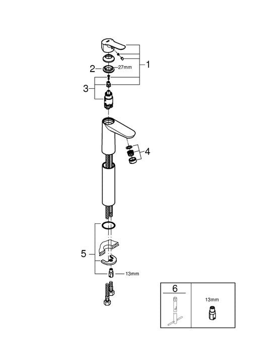 GROHE 25 250 A01 ESSENCE Monomando para baño y ducha 1/2" grafito brillo