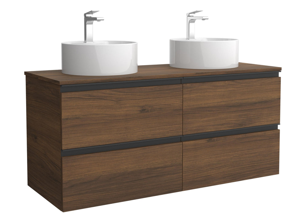 SALGAR 115957 BEQUIA METAL Mueble de Baño 2 pozas Porcelana 120cm Nogal