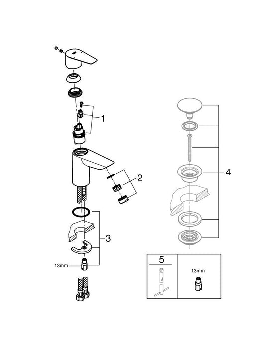 GROHE 24 183 001 ESSENCE Monomando de lavabo 1/2" tamaño S cromo