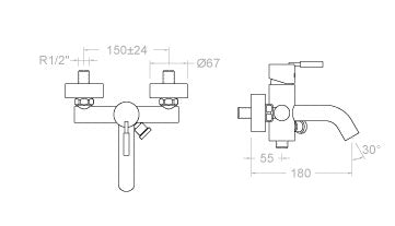 RAMONSOLER 7505S ATICA Monomando Para Bañera Sin Equipo