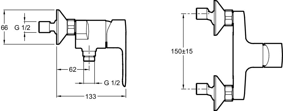 Jacob Delafon E16029-4-CP JULY Wall-mounted shower single-lever mixer