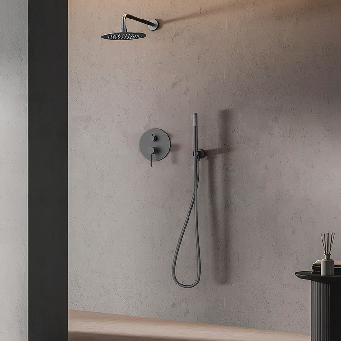 OXEN 157984 ZÚÑIGA Grifo Empotrado Ducha Monomando Pared Redondo Gun Metal Latón