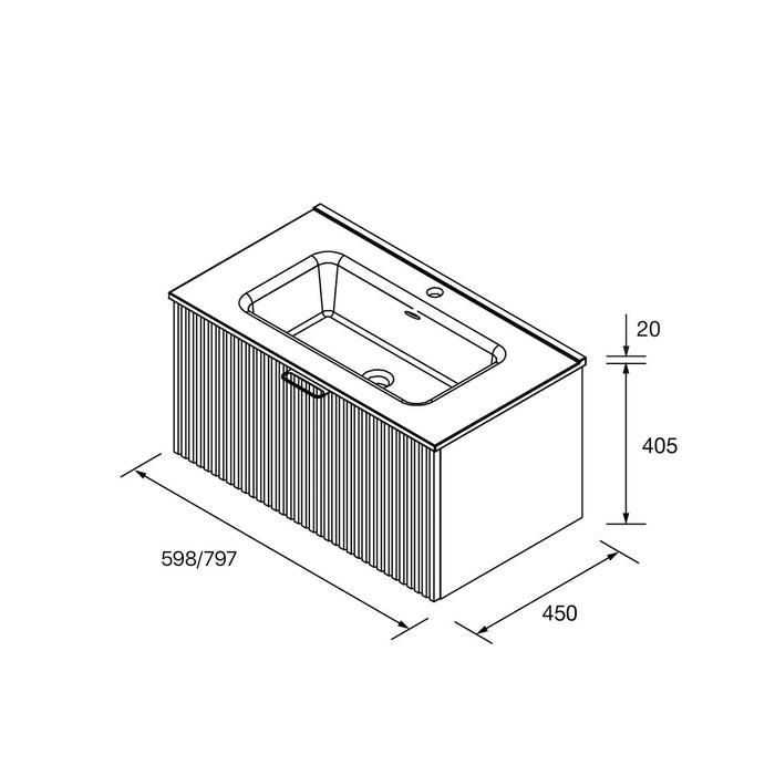 SALGAR BIBA Mueble+Lavabo 1 Cajón Contenedor Color Nogal Maya
