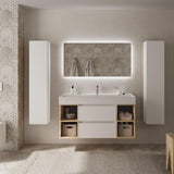 SALGAR 102231 BEQUIA Mueble de Baño con Lavabo 120 2 Cajones y 4 Huecos Blanco Roble África