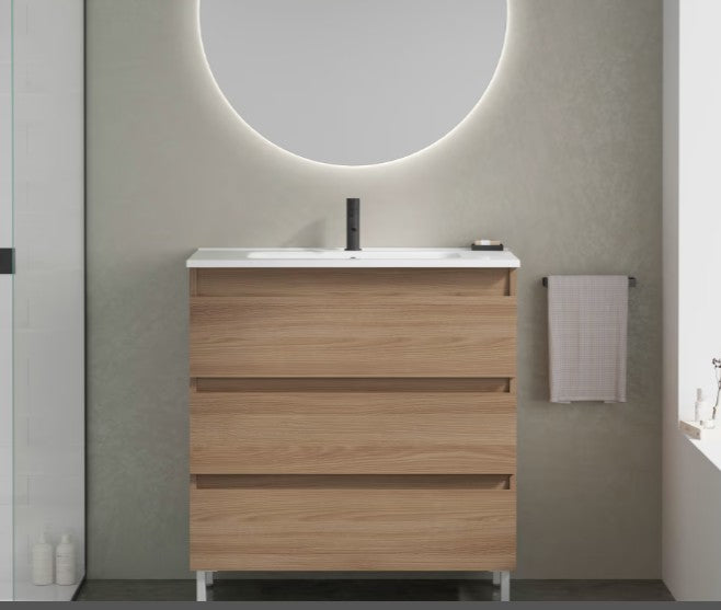 ROYO KENA Mueble+Lavabo A Suelo 3 Cajones Nogal Arenado