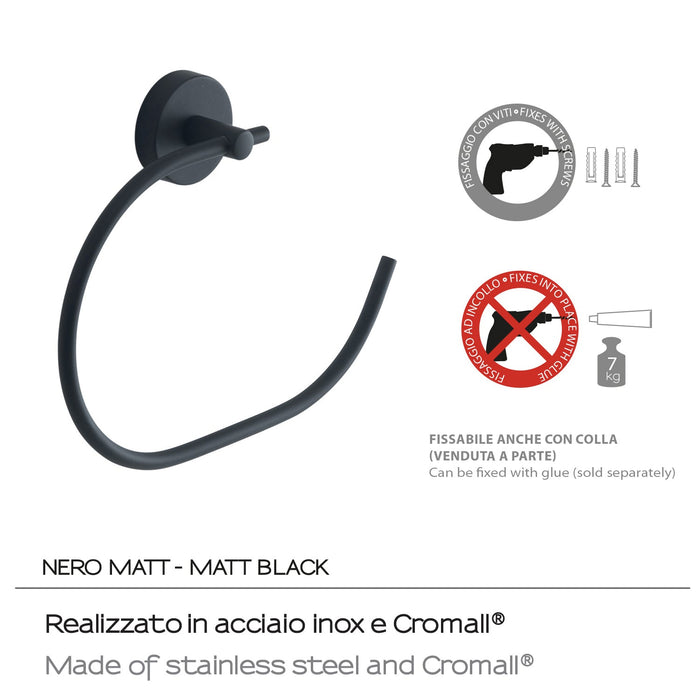 GEDY 23701400200 EROS Toallero Argolla Negro