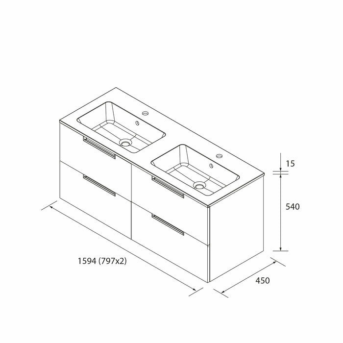 SALGAR 121989 LENI Mueble+Lavabo VILNA 160cm Gris mate