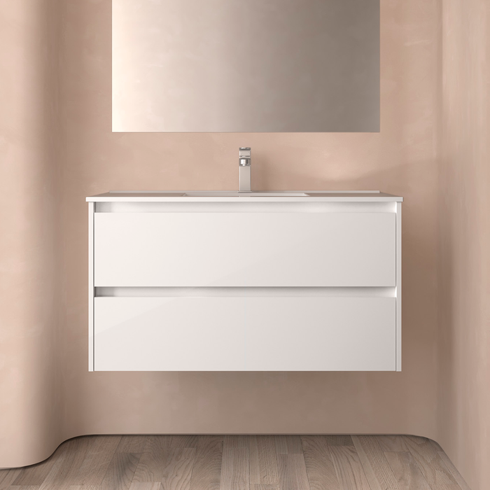 SALGAR NOJA Bathroom Furniture with Sink 2 Drawers White Gloss Color