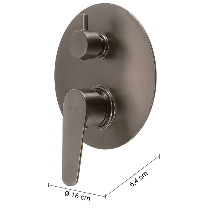 GEDY MXCO0581000 COMO Grifo empotrado de ducha con desviador gun metal