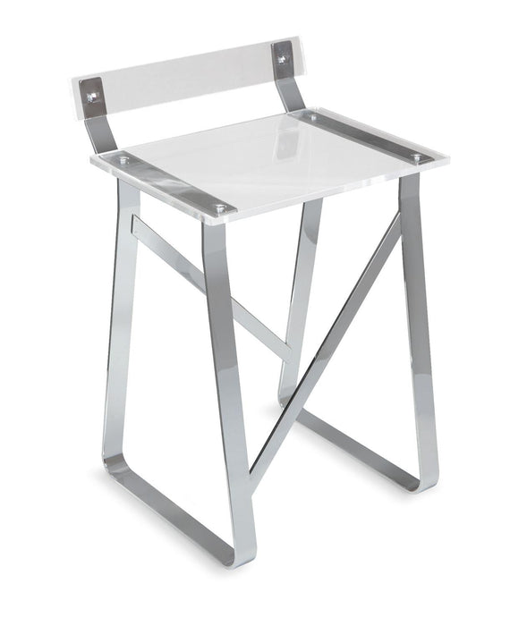 BELTRAN 1910 TABURETE Banqueta Cromo Con Respaldo Asiento Metacrilato Manhattan