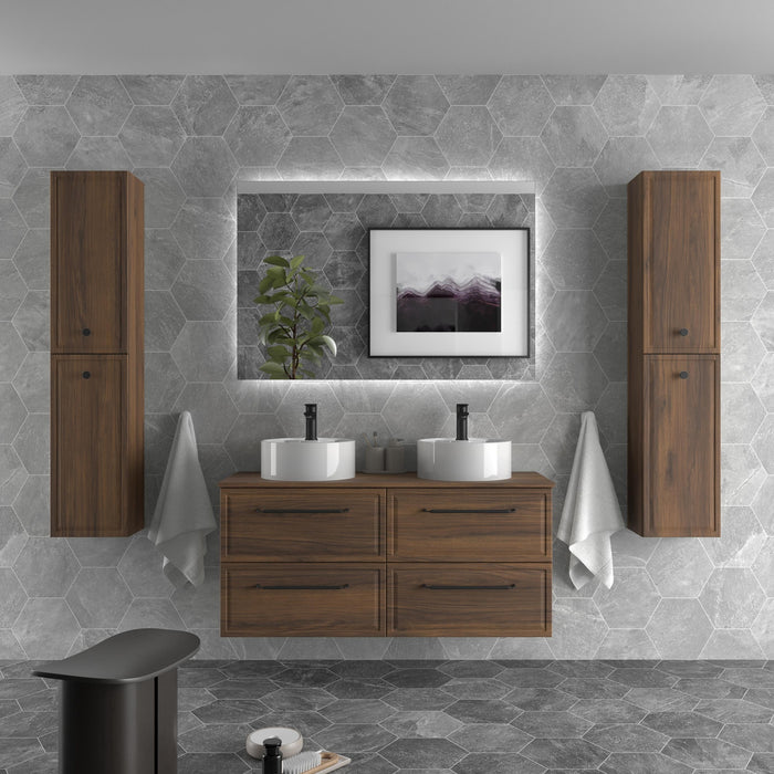 SALGAR 121843 RUNA Mueble de Baño 2 pozas Porcelana 140cm Nogal