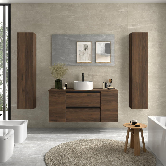SALGAR 116066 BEQUIA PLUS METAL Mueble de Baño 1 poza Porcelana 120cm Nogal