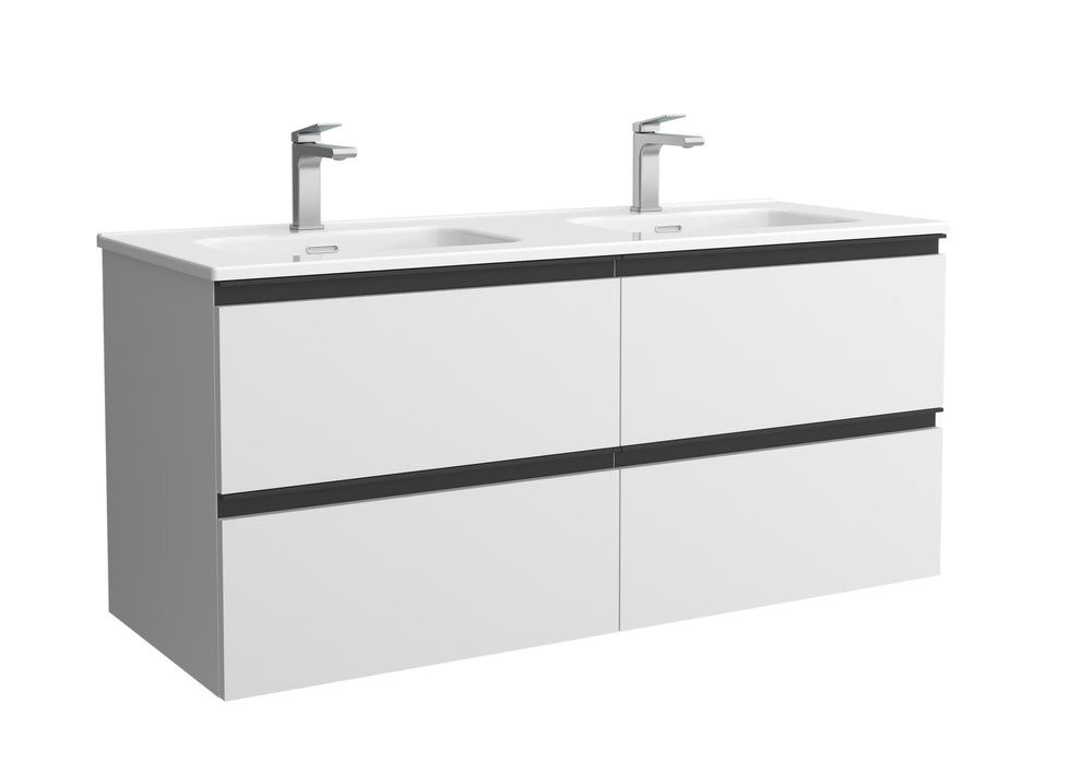 SALGAR 115925 BEQUIA METAL Mueble de Baño 2 pozas Porcelana 120cm Blanco Mate