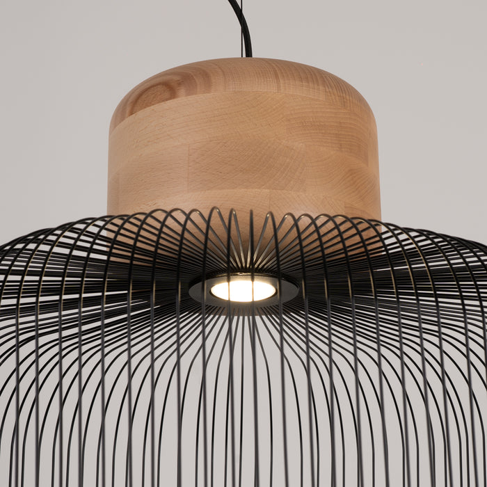 SOLLUX SL.1848 Lámpara colgante GABBIA 55 negro/madera natural