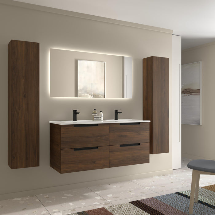 SALGAR 121983 LENI Mueble de Baño 2 pozas Porcelana 120cm Nogal
