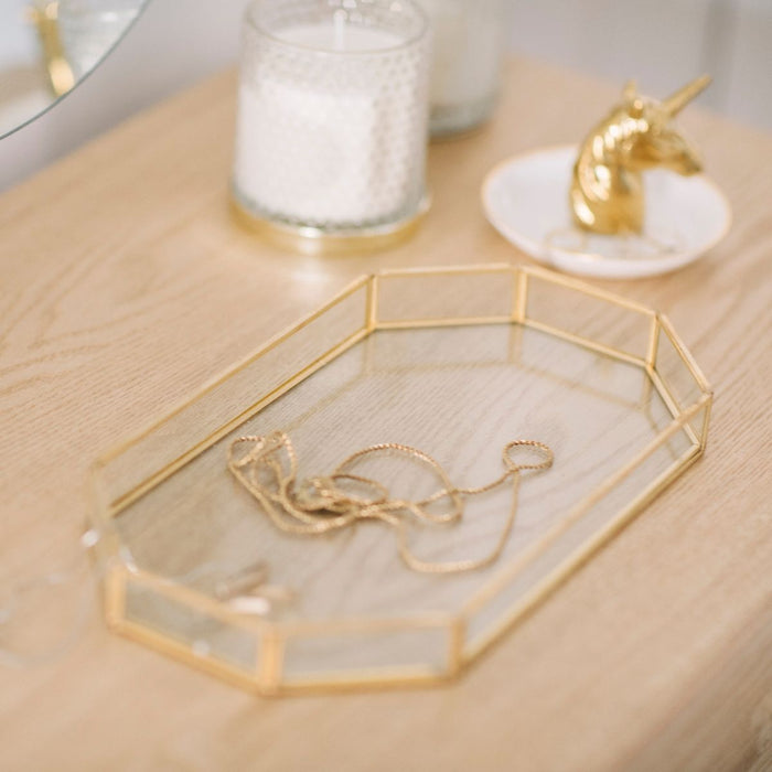 ANDREA HOUSE CR69073 Golden Glass Tray Jewelry Box