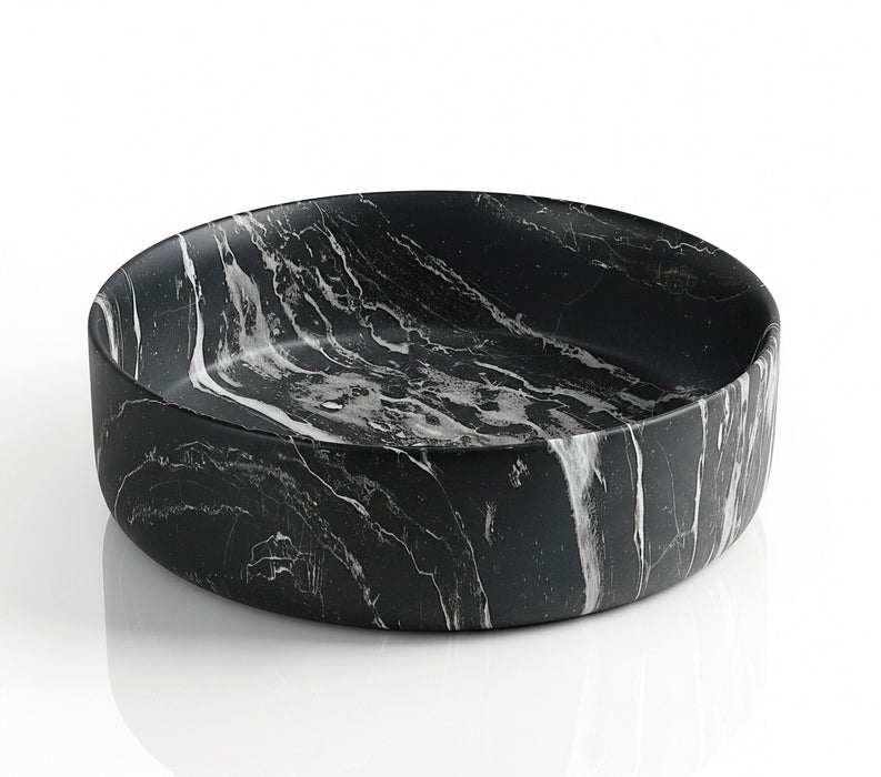 BhD 7053 DALLAS Lavabo Circular Sobre Encimera Mármol Negro