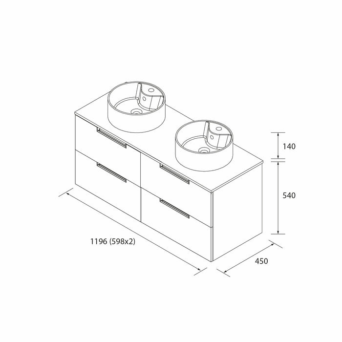 SALGAR 122009 LENI Mueble+Lavabo LISBOA 2 Senos 120cm Gris Mate